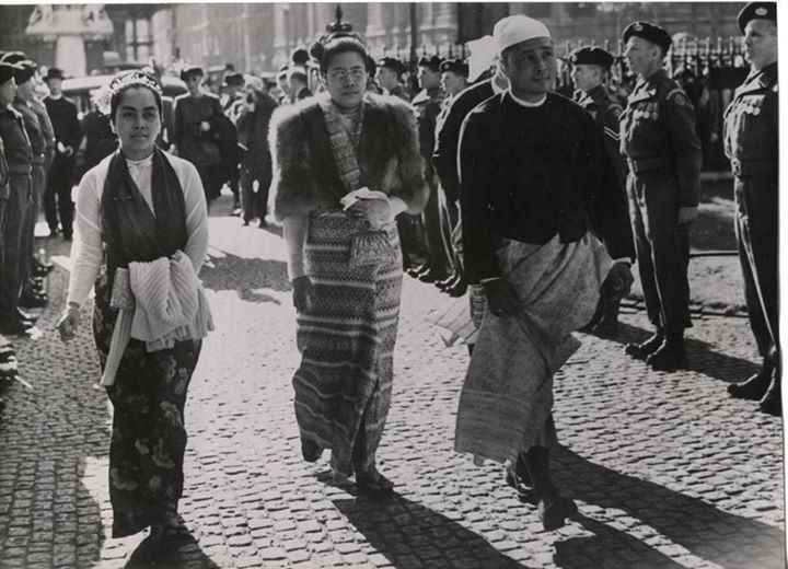 Prime Minister U Nu, Daw Mya Yee and Daw Khin Kyi in England 1950