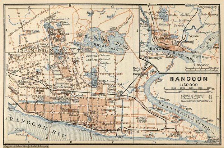 ၁၉၁၄ ခုနှစ်က ရန်ကုန်မြို့၏ စိတ်ဝင်စားဖွယ်မြေပုံ