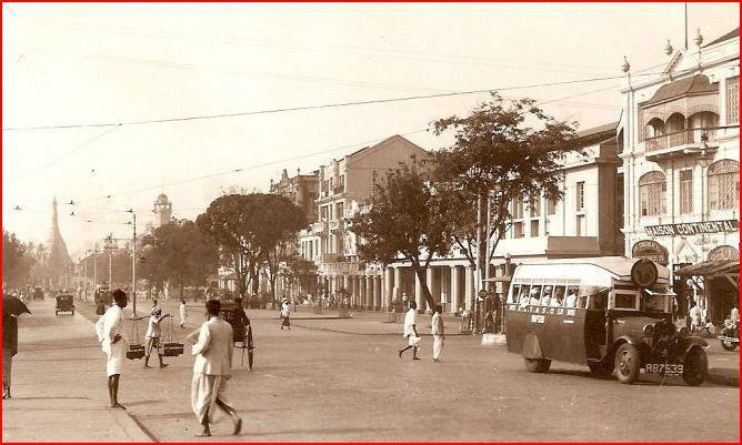 ၁၉၃၀ ပြည့်နှစ်များက ရန်ကုန်မြို့ ဆူးလေဘုရားလမ်းပုံ
