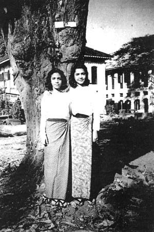 Norma Solomon and Diane Cohen in 1948. They were members of Yangon's once prominent Jewish community.