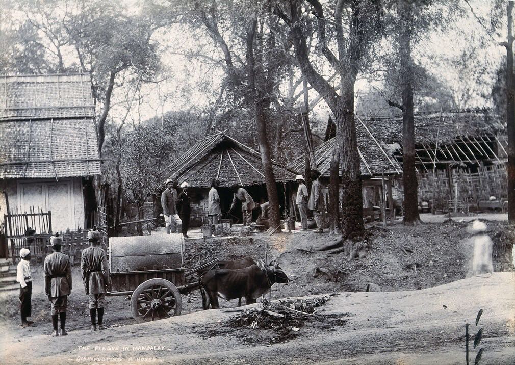 Disinfecting a house in Mandalay.