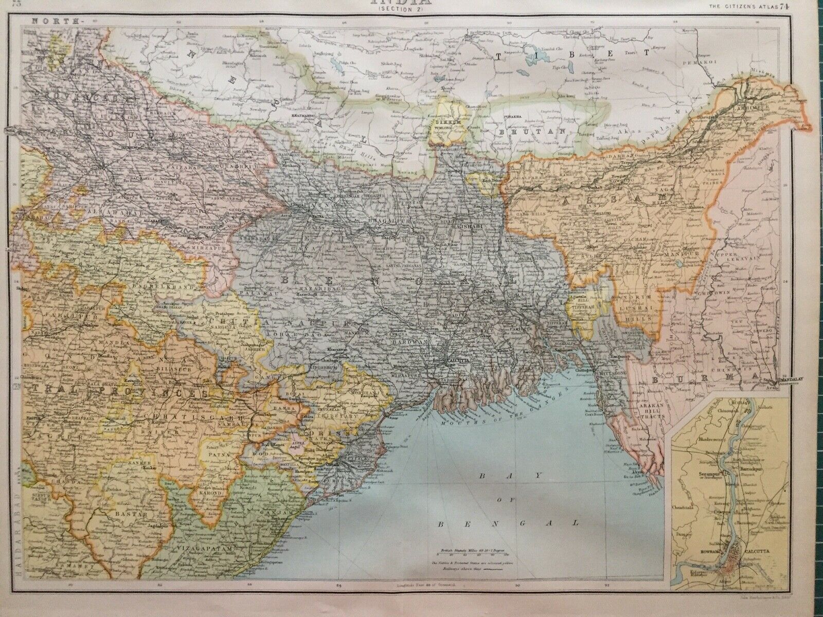 မြန်မာပြည်နှင့် ဆစ်ကင်နယ်တို့ကို ပြသထားသည့် ၁၉၀၀ ပြည့်နှစ်ဝန်းကျင်က မြေပုံ။