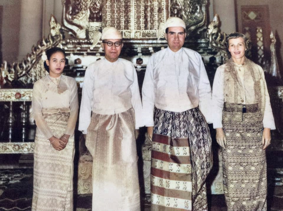 Vice President Richard Nixon and Mrs. Nixon with President U Ba U at Government House, Rangoon 1953.