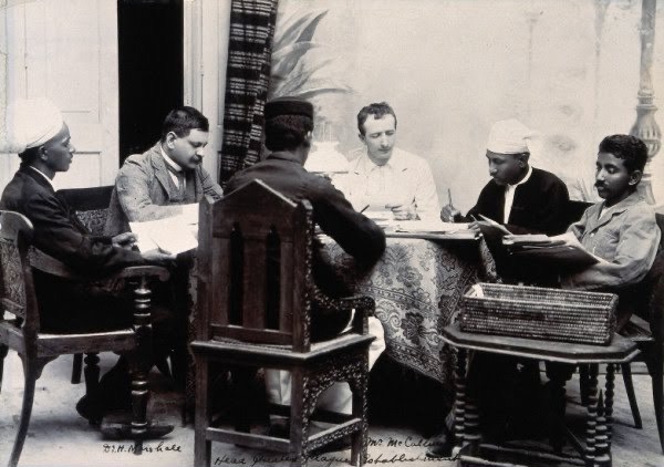 A meeting during plague times in Mandalay 1906.