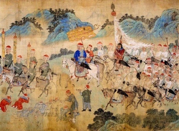 Qing General Dong defeating Wu Sangui's later rebellion in 1677